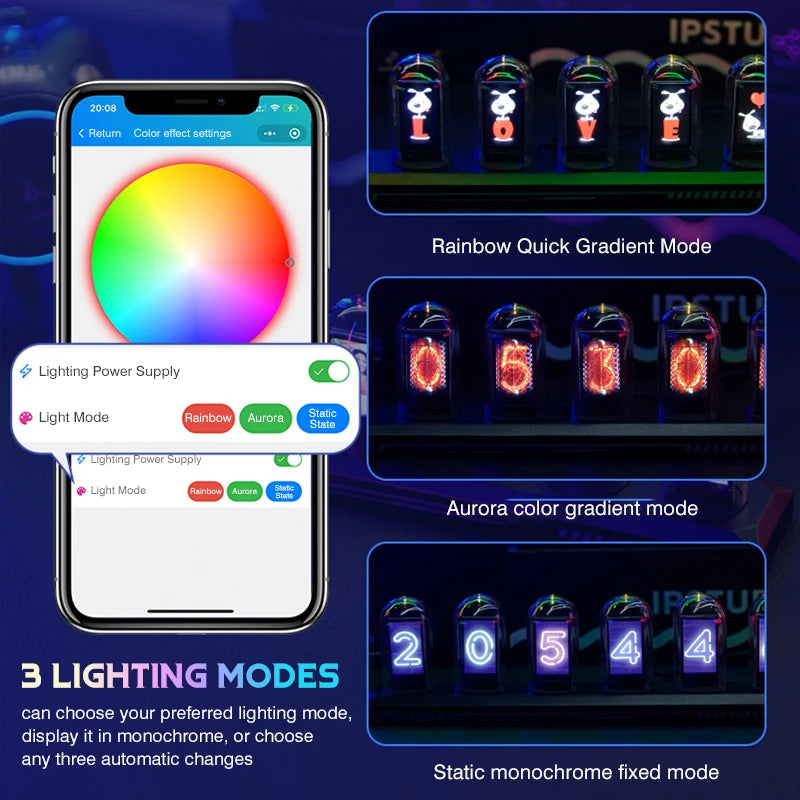 Horloge Nixie RGB Personnalisable