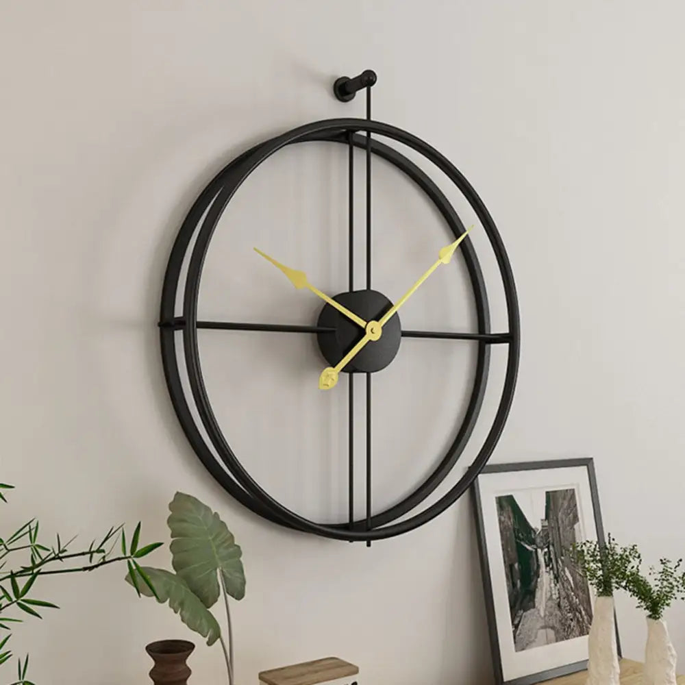 Horloge Murale Rétro - Horloges murales - noir aiguilles dorée